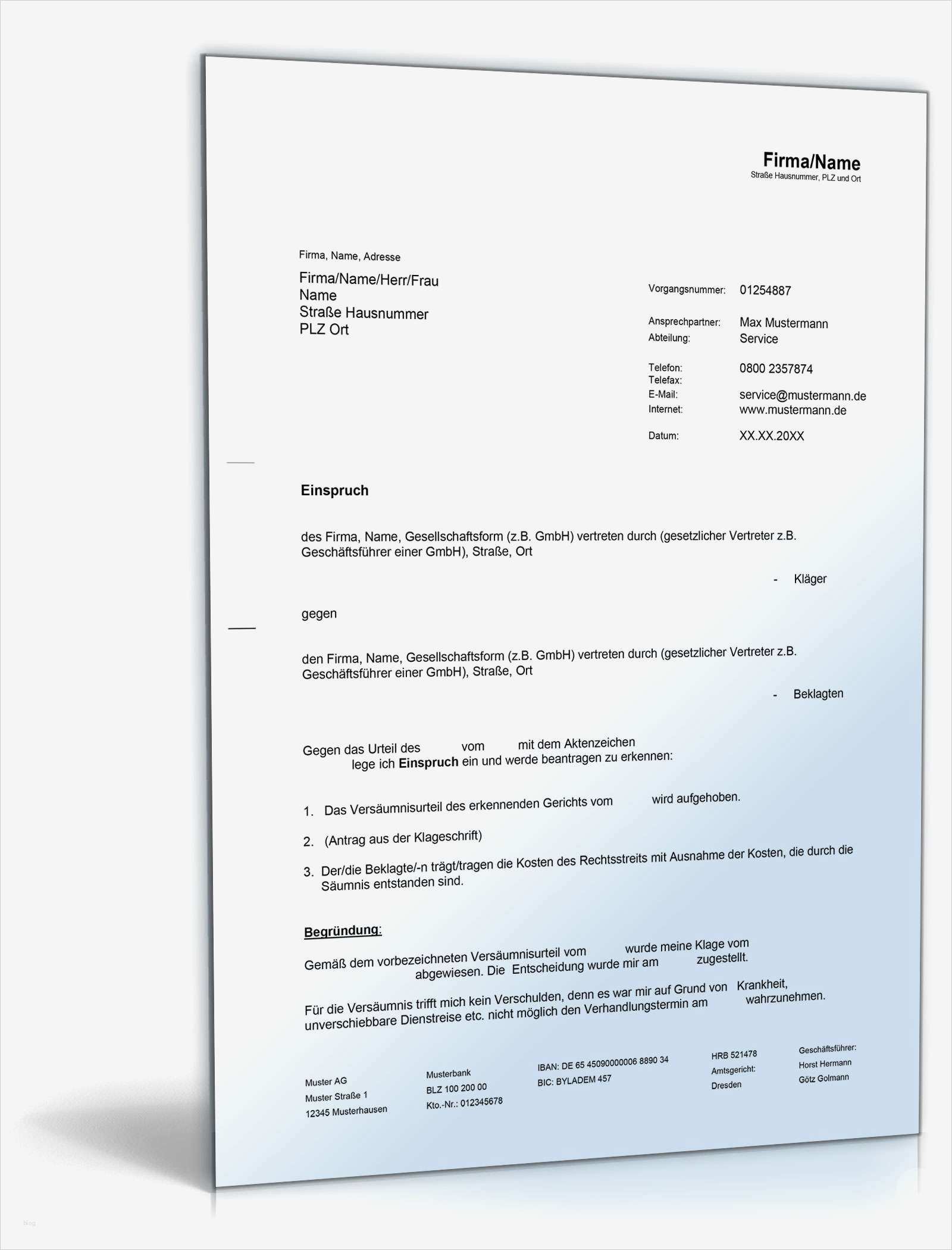 Widerspruch Blitzerfoto Vorlage Schönste Einspruch Bei Versäumnisurteil Kläger Muster Zum Download