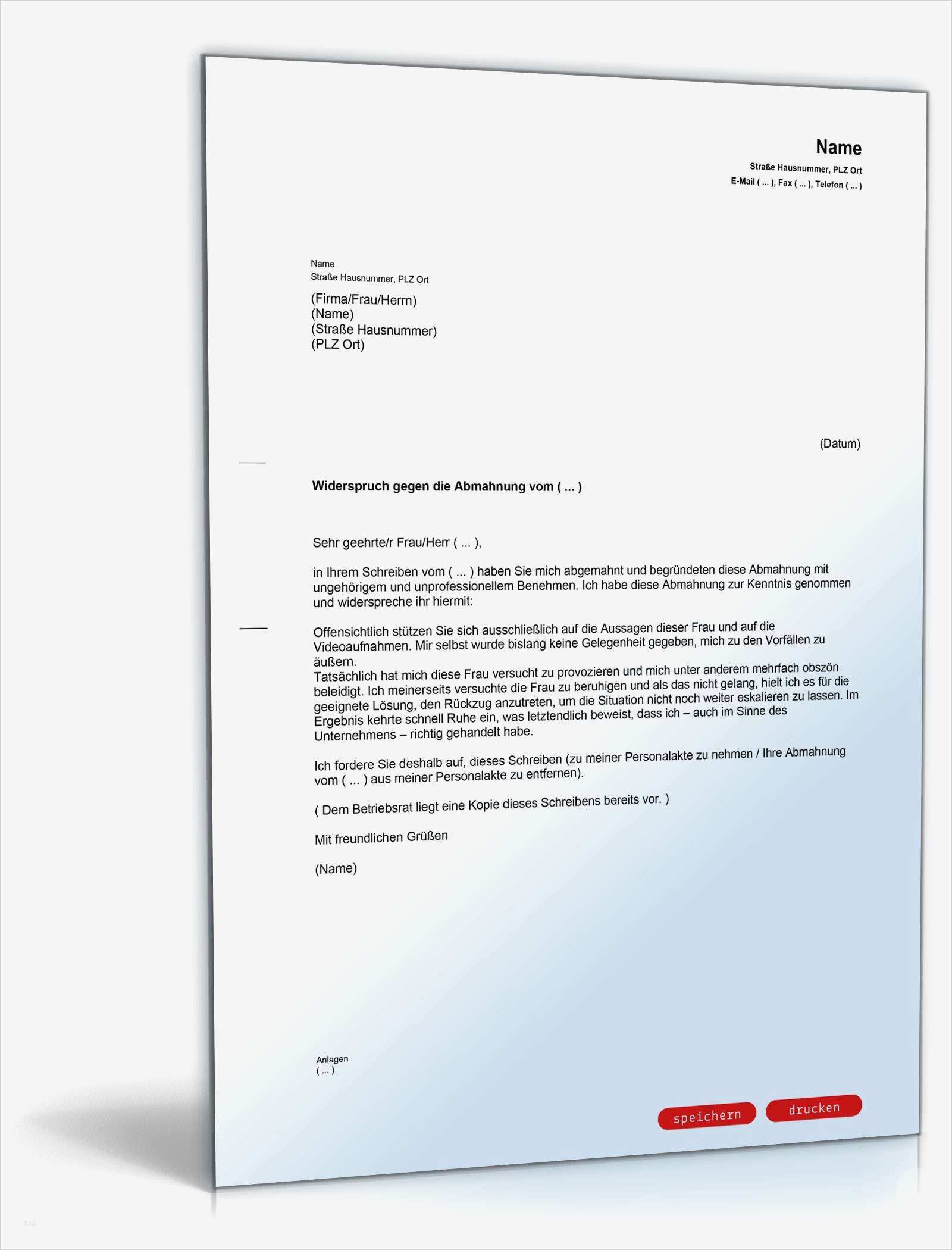 Widerspruch Kur Vorlage Süß Gegendarstellung Abmahnung Ungehöriges Benehmen