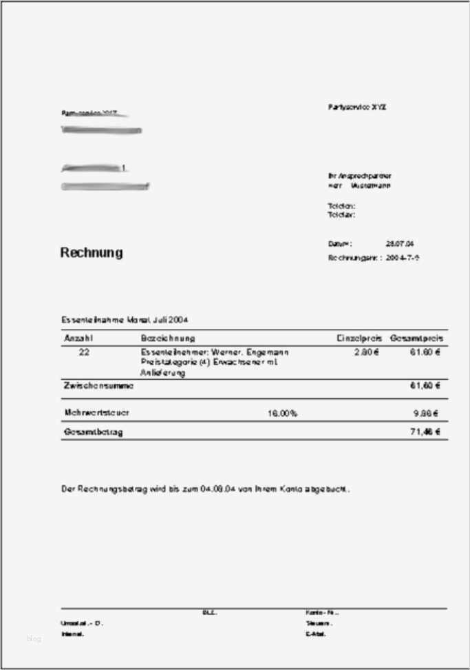 Wie Schreibe Ich Ein Angebot Vorlage Cool Rechnungsprofi Für Catering Essenbestellung "essen Auf