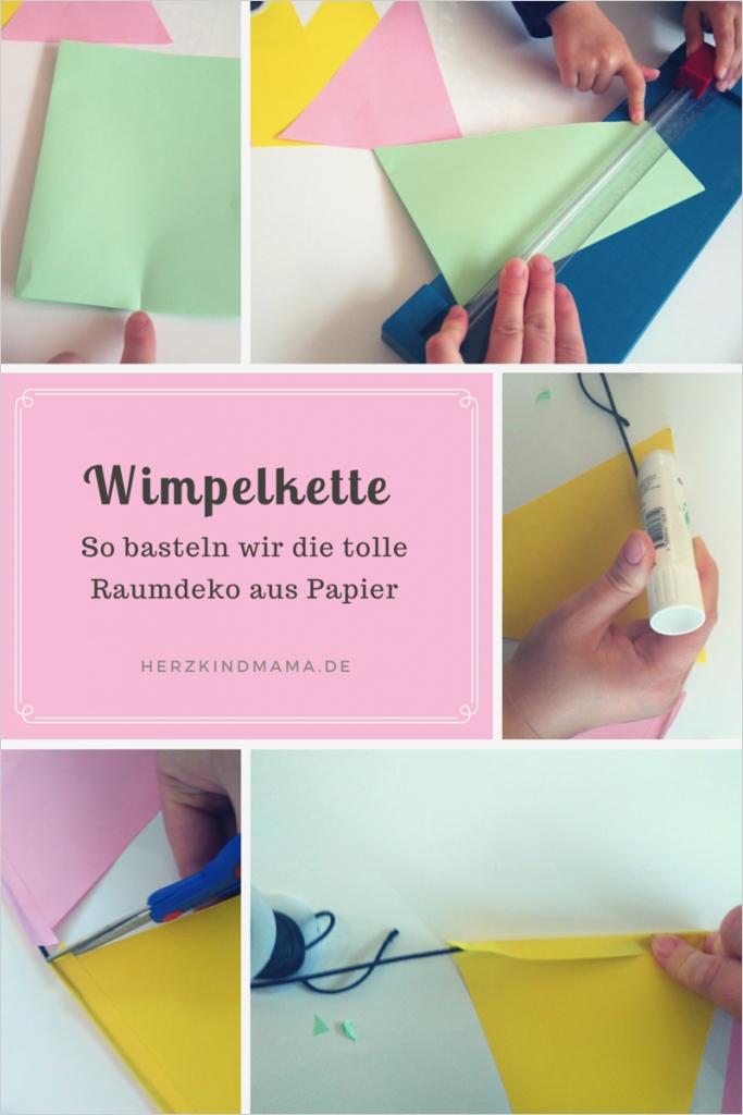 Wimpel Girlande aus Papier DIY leicht Herzkindmama
