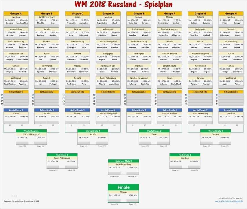 Wm Tippspiel Excel Vorlage Wunderbar Wm 2018 – Spielplan Für Excel