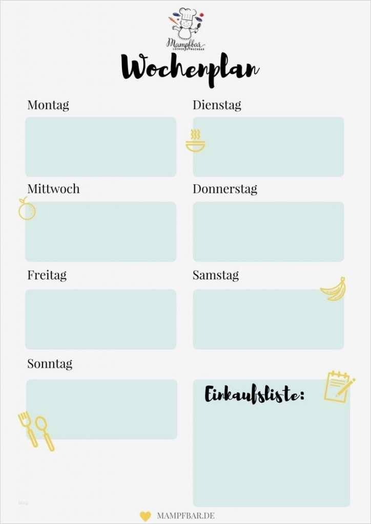 Wochenplan Essen Vorlage Kostenlos Hübsch Mit Einem Wochenplan öfter