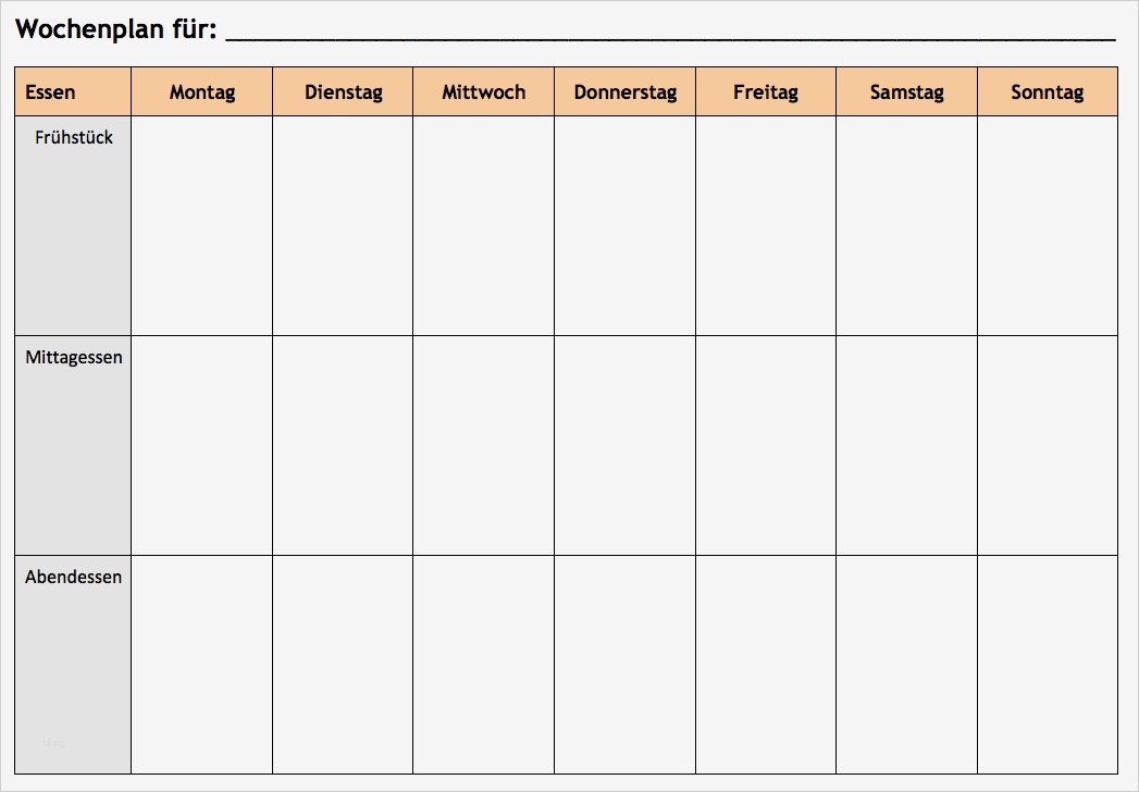 Wochenplan Essen Vorlage Kostenlos Luxus Wochenplan Vorlage