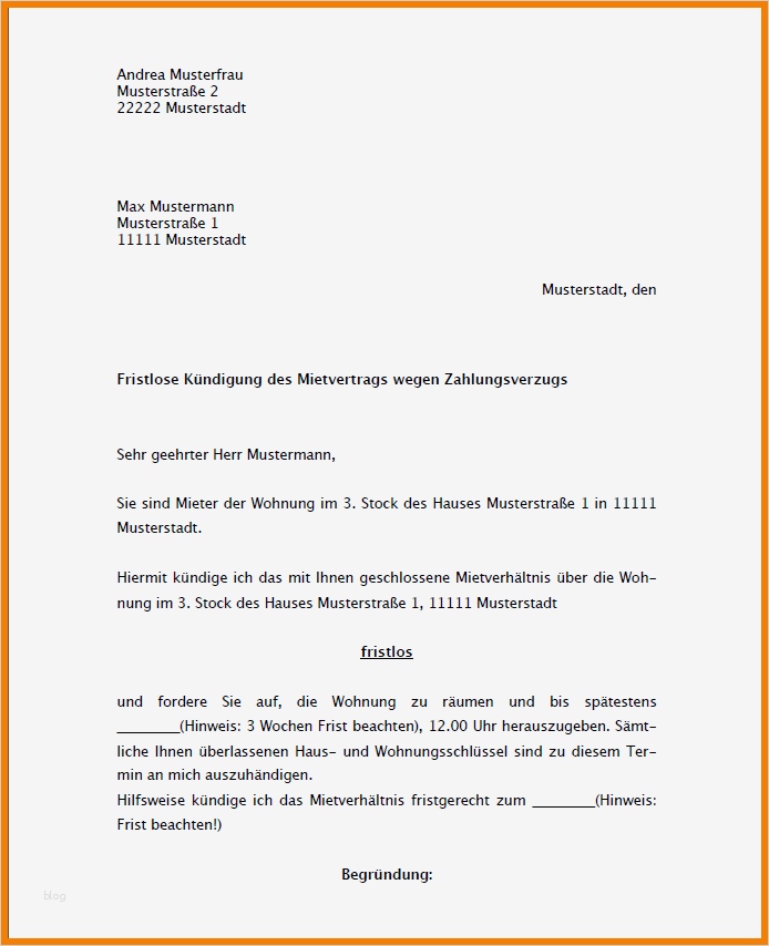 Wohnung Ablöse Vertrag Vorlage Gut 9 Kündigung Wohnung Muster