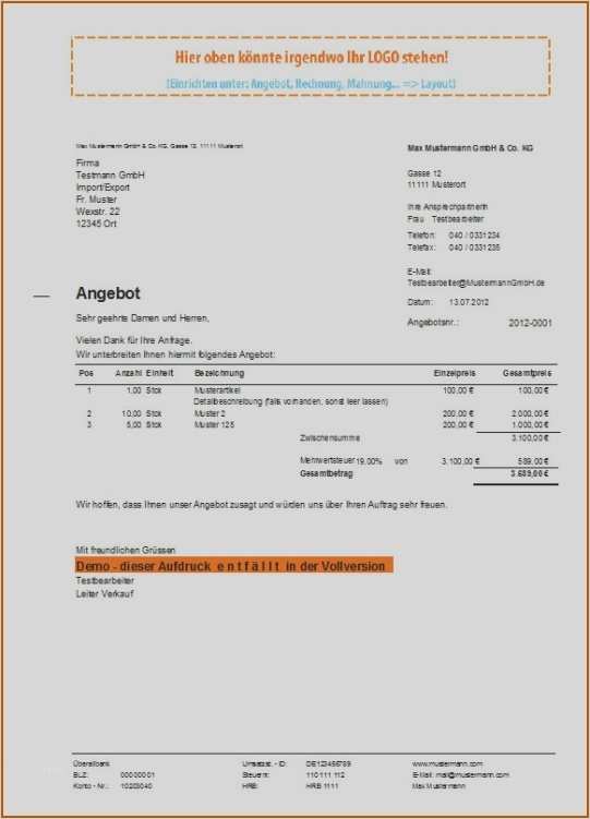 Word Vorlage Angebot Beste 19 Angebotsschreiben Vorlage Kostenlos Vorlagen123