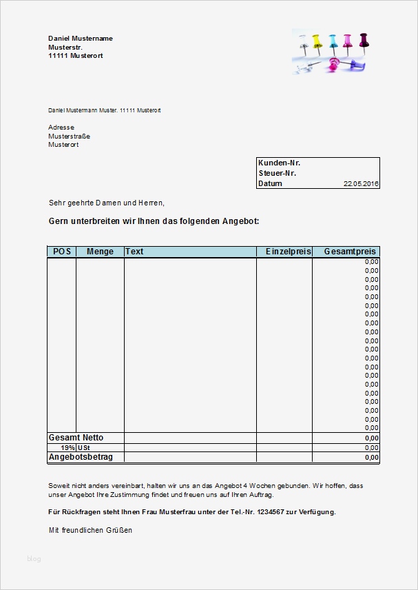 Word Vorlage Angebot Cool Excel Kostenlose Angebotsvorlagen Fice Lernen