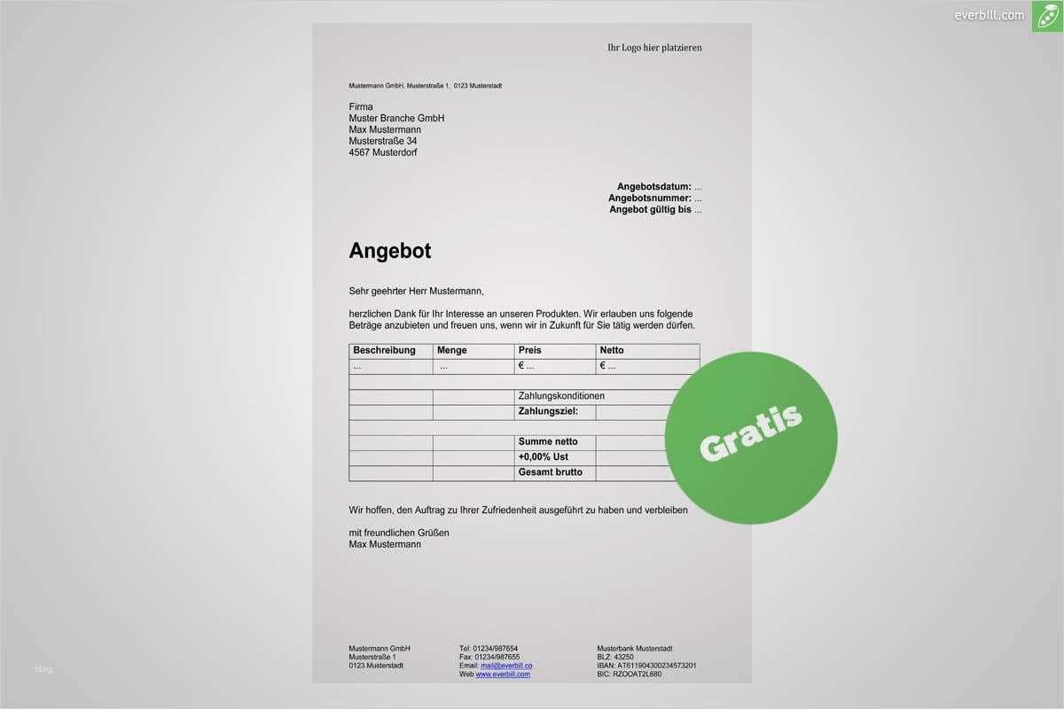 Word Vorlage Angebot Erstaunlich Angebot Muster In Word Kostenlos Herunterladen
