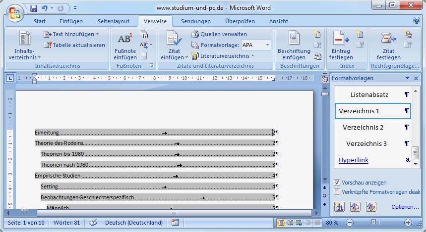 Word Vorlage Erstellen 2010 Angenehm Inhaltsverzeichnis Erstellen Abfallprodukt Der