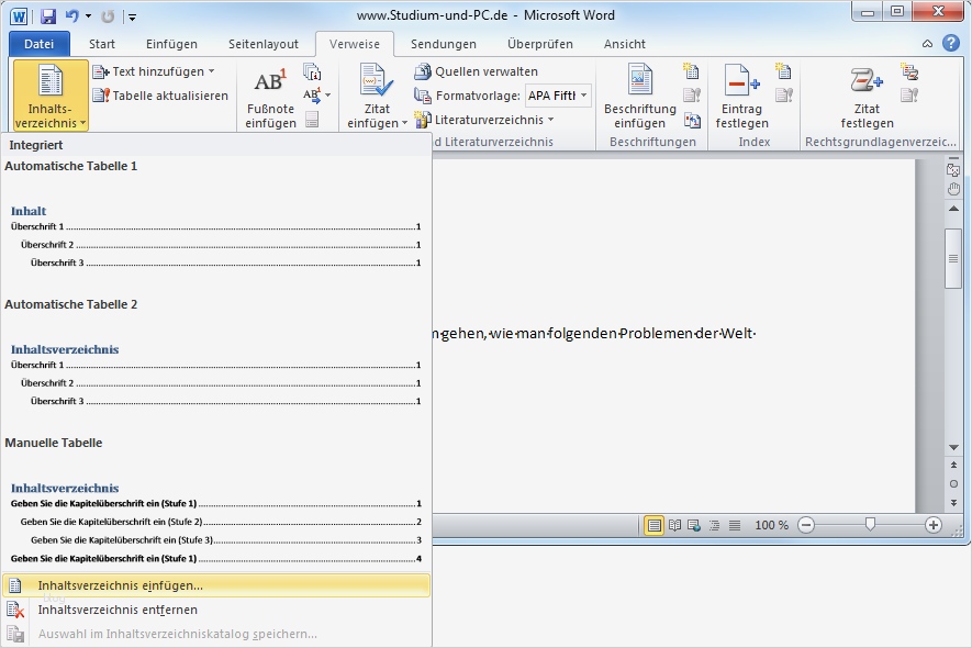Word Vorlage Erstellen 2010 Erstaunlich Inhaltsverzeichnis Automatisch Erstellen Lassen Von Word