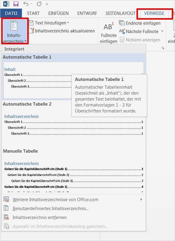 Word Vorlage Erstellen 2016 Angenehm Word Inhaltsverzeichnis Erstellen Und Bearbeiten – so