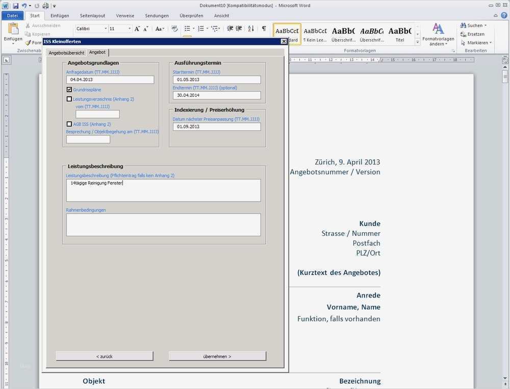 69 Cool Word Vorlage Erstellen Mit Textfeldern Foto 2 ISS Word Vorlage mit Eingabeassistenten für ferten