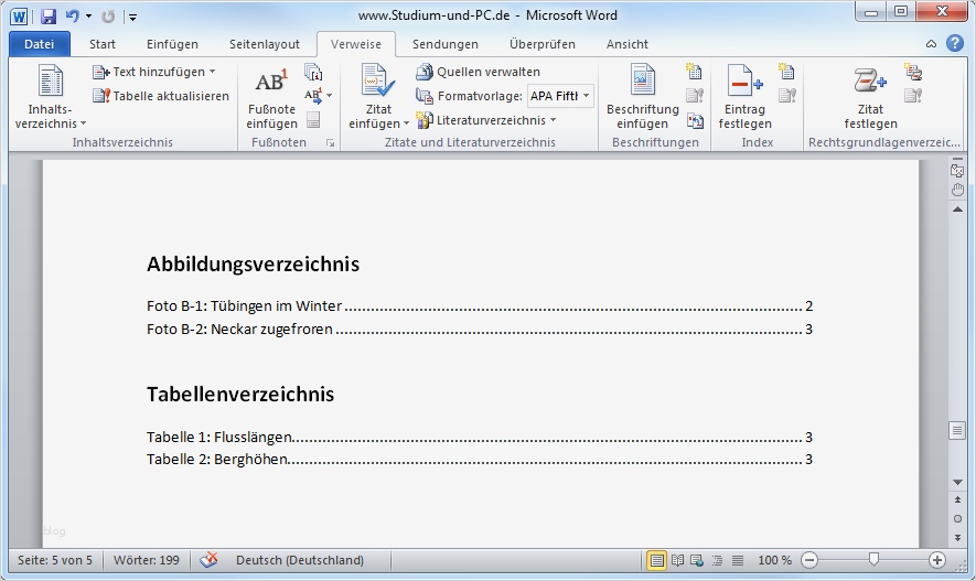 Word Vorlage Wissenschaftliche Arbeit Docx Hübsch Abbildungs Tabellenverzeichnis Automatisch Erstellen Mit