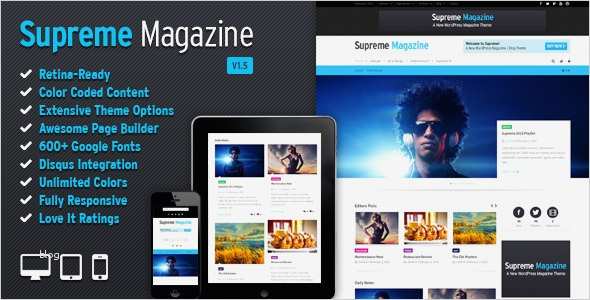 Wordpress theme Vorlage Luxus Supreme – Retina Responsive Magazin Blog Wp Vorlage