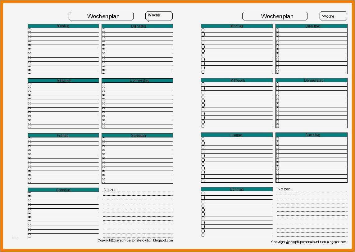 Zeitmanagement Pdf Vorlage Neu 11 Wochenplan Muster