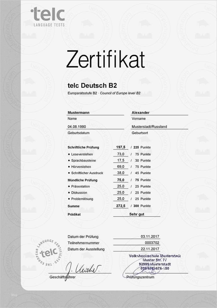 Zertifikat Vorlage Pdf Bewundernswert Zertifikat Telc Deutsch B2 Kaufen