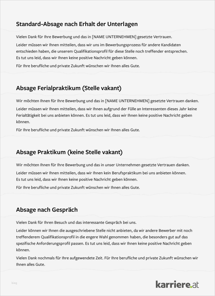 Zusage Praktikumsplatz Vorlage Fabelhaft Die Besten Absageschreiben Karriere