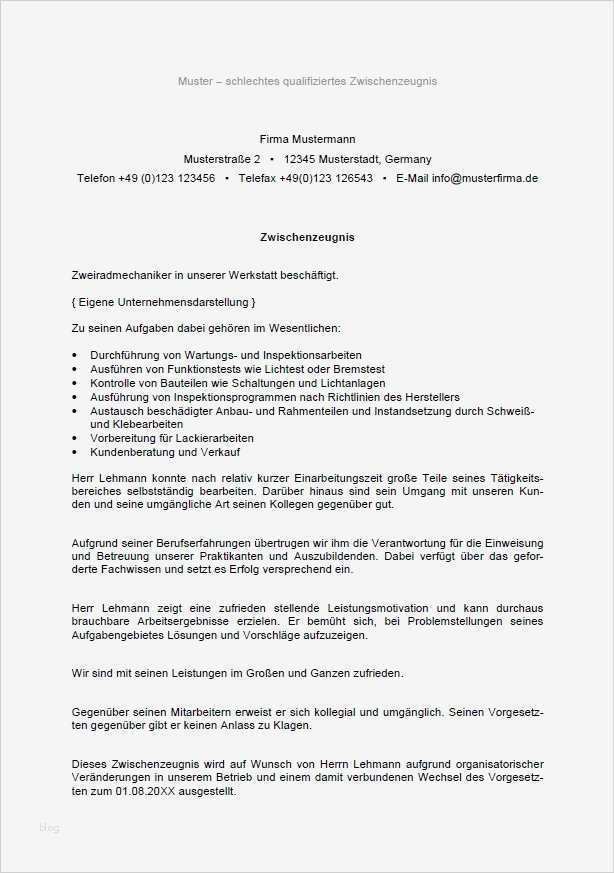 Zwischenzeugnis Vorlage Word Angenehm Zweiradmechaniker Zwischenzeugnis sofort Download