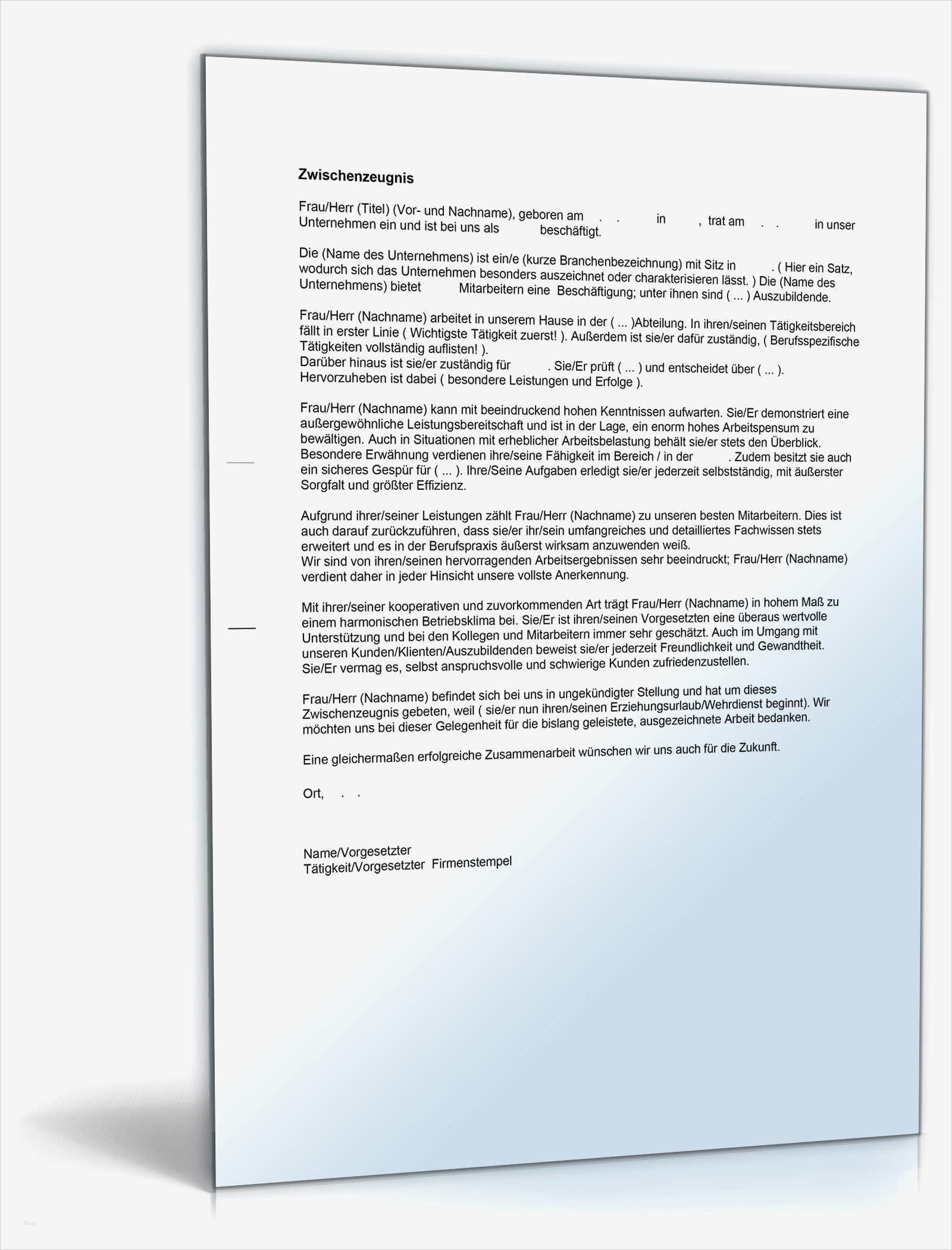 Zwischenzeugnis Vorlage Word Luxus Zwischenzeugnis Note Eins Bzw "sehr Gut"