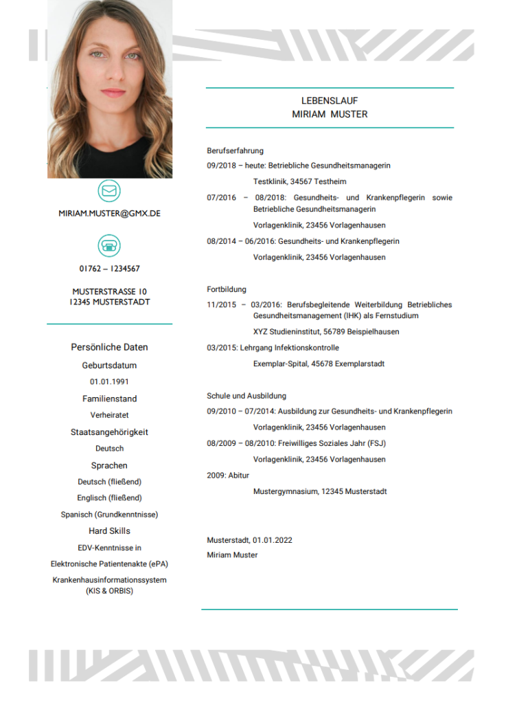 Bewerbung als Krankenschwester: Tipps für eine erfolgreiche Bewerbungsmappe 1 Screenshot Lebenslauf Krankenschwester