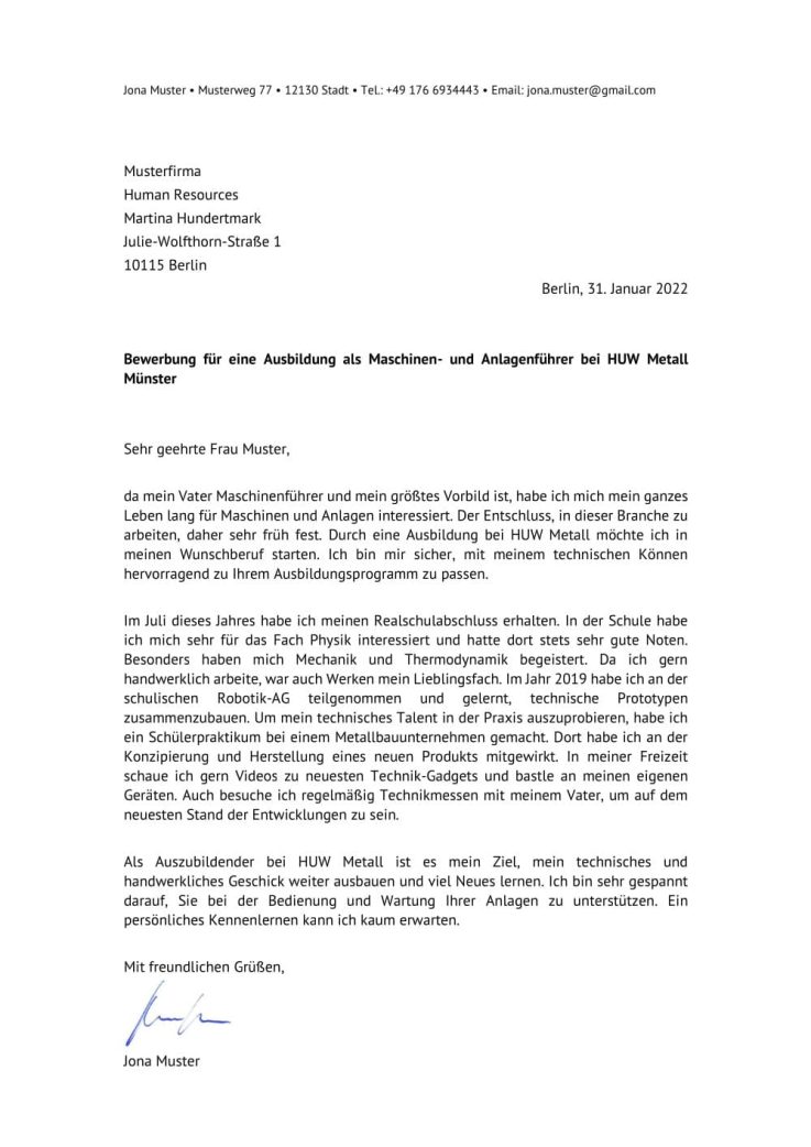 Bewerbungsschreiben für die Ausbildung zum Maschinen und Anlagenführer professionell gestalten 25 bewerbungsschreiben ausbildung maschinen und anlagenfuehrer maschinenfuehrer